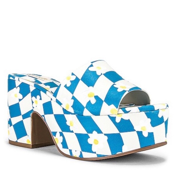 Larroude BlueWhite Checkered Daisy Miso SuperChunky Platforms NWOT Size 8.5 - Picture 2 of 16